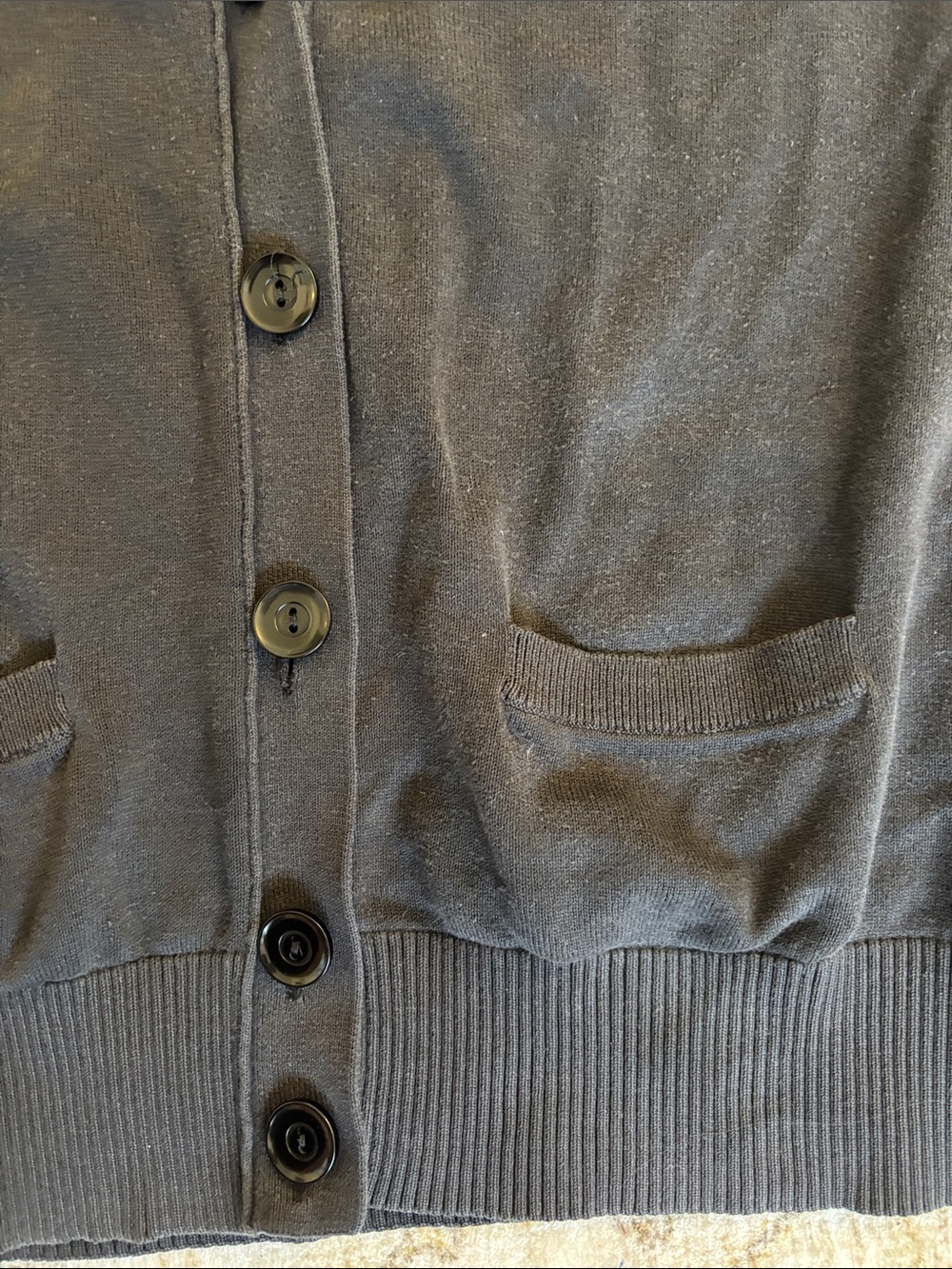 (3/$30) Tommy Hilfiger Dark Grey Lightweight Knit Button Up Cardigan Sweater XS - Picture 6 of 8
